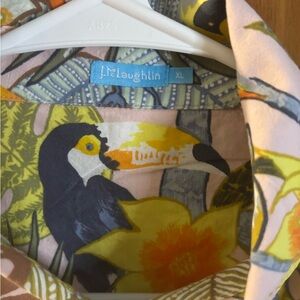 J. McLaughlin Tropical Bird Print Shirt - Yellow and Black